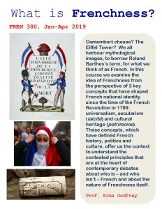 FREN 380, Jan-Apr 2019: What is Frenchness?